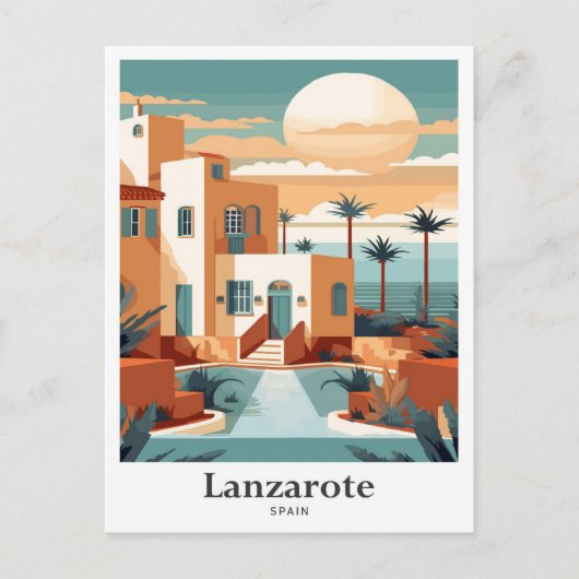 Lanzarote Spanje Art Travel Portret Illustratie Briefkaart (Voorkant)