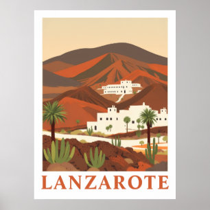 Lanzarote Spanje Vintage Reis Desert Kunstprint Poster