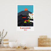 Lanzarote Spanje Vintage Reis Kunstprint Poster (Keuken)