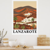 Lanzarote Spanje Vintage Reis Woestijn Kunstprint Poster (Keuken)