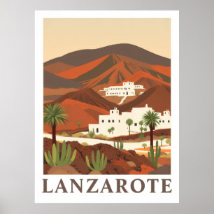 Lanzarote Spanje Vintage Reiswoestijn Kunstprint Poster