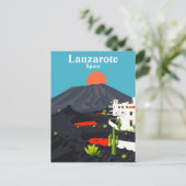 Lanzarote, Spanje Vintage Reizen Briefkaart (Staand voorkant)