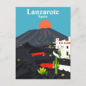 Lanzarote, Spanje Vintage Reizen Briefkaart (Voorkant)