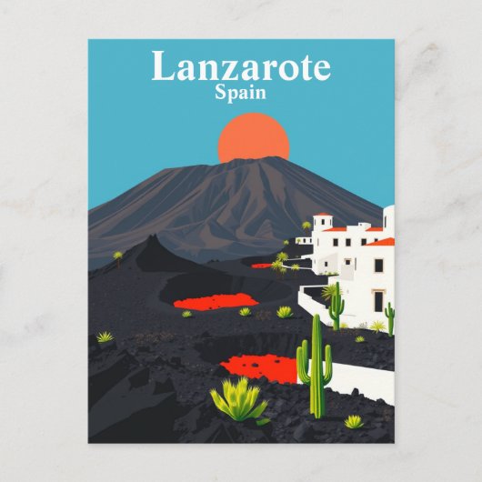 Lanzarote, Spanje Vintage Reizen Briefkaart (Voorkant)