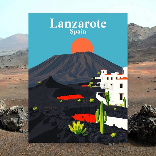 Lanzarote, Spanje Vintage Reizen Briefkaart
