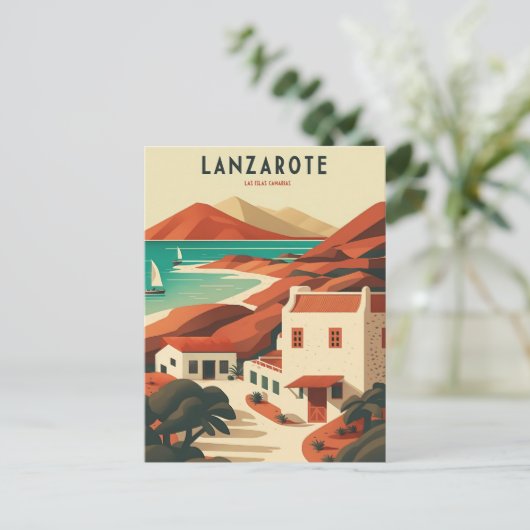Lanzarote Spanje Vintage Reizen Briefkaart (Staand voorkant)
