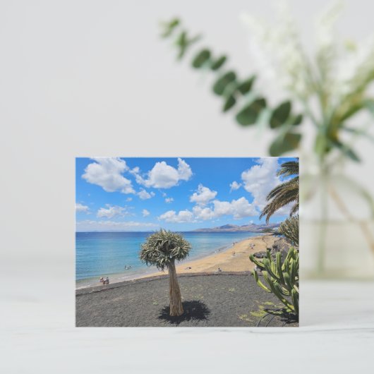 Lanzarote strand en wolken uitzicht briefkaart (Staand voorkant)