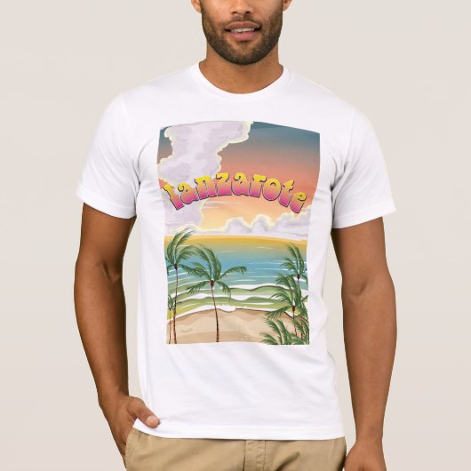 Lanzarote strand reisposter t-shirt (Voorkant)