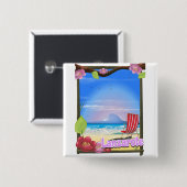 Lanzarote Travel poster Vierkante Button 5,1 Cm (Voorkant /achterkant)