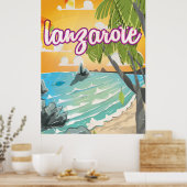 lanzarote vintage poster cartoon (Keuken)