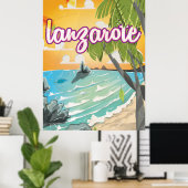 lanzarote vintage poster cartoon (Thuiskantoor)