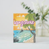 lanzarote vintage poster cartoon briefkaart (Staand voorkant)