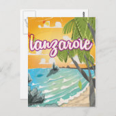 lanzarote vintage poster cartoon briefkaart (Voorkant / Achterkant)