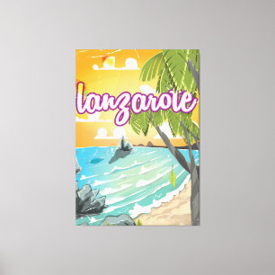 lanzarote vintage poster cartoon canvas afdruk