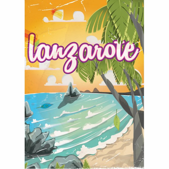 lanzarote vintage poster cartoon fotobeeldje magneet (Voorkant)