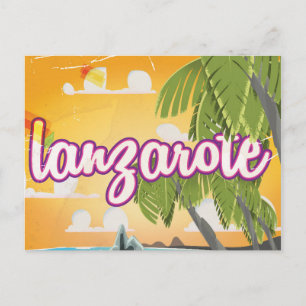 Lanzarote vintage reiskaart cartoon briefkaart