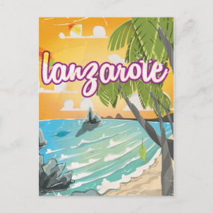 Lanzarote vintage reiskaart cartoon briefkaart
