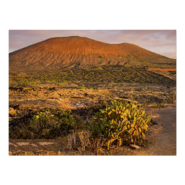 Lanzarote Vulkanische Wijngaard en Caldera bij Zon Perfect Poster