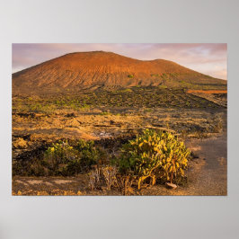 Lanzarote Vulkanische Wijngaard en Caldera bij Zon Poster