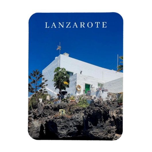 Lanzarote wit huis uitzicht koelkastmagneet magneet (Verticaal)