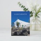 Lanzarote witte huis uitzicht ansichtkaart briefkaart (Staand voorkant)