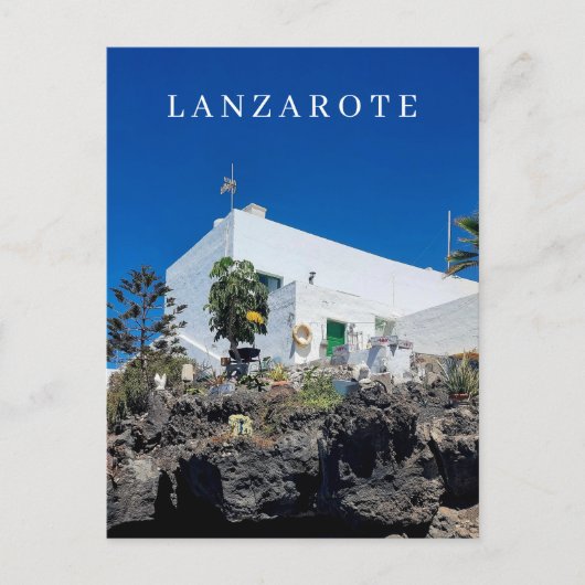 Lanzarote witte huis uitzicht ansichtkaart briefkaart (Voorkant)