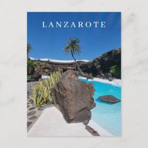 Lanzarote zwembad en palmboom briefkaart