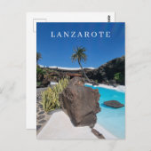Lanzarote zwembad en palmboom briefkaart (Voorkant / Achterkant)