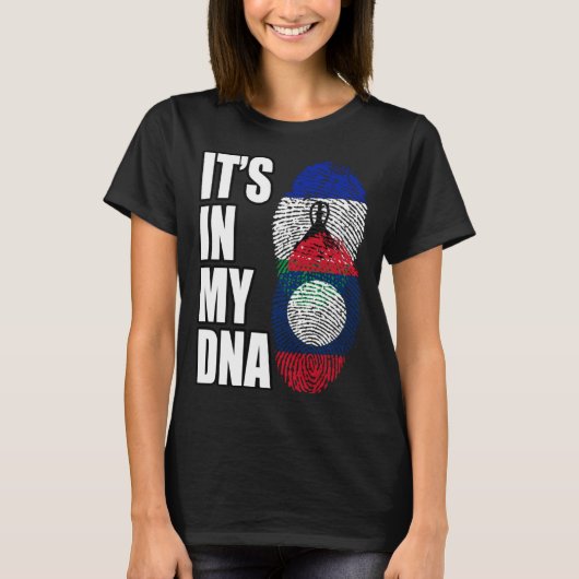 Lao en Basotho Mix DNA Erfgoedvlag T-shirt (Voorkant)