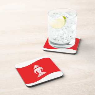 Lao Erawan Driekoppige Olifant Vlag Golf Bier Onderzetter