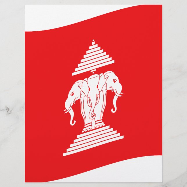 Lao Erawan Three Headed Elephant Flag Wave (Voorkant)