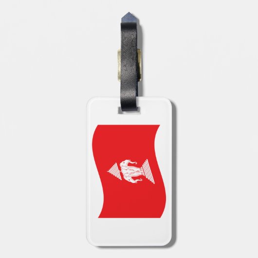 Lao Erawan Three Headed Elephant Flag Wave Bagagelabel (Achterkant verticaal)