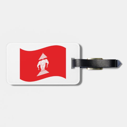 Lao Erawan Three Headed Elephant Flag Wave Bagagelabel (Achterkant horizontaal)