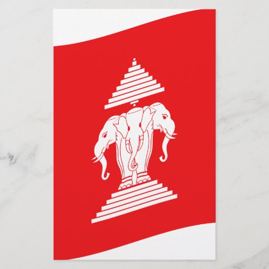 Lao Erawan Three Headed Elephant Flag Wave Briefpapier (Voorkant)