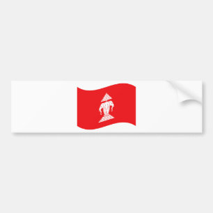Lao Erawan Three Headed Elephant Flag Wave Bumpersticker