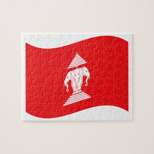 Lao Erawan Three Headed Elephant Flag Wave Legpuzzel (Horizontaal)