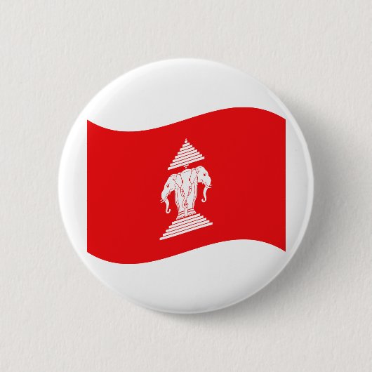 Lao Erawan Three Headed Elephant Flag Wave Ronde Button 5,7 Cm (Voorkant)