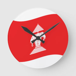 Lao Erawan Three Headed Elephant Flag Wave Ronde Klok