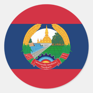 Lao Flag & Emblem, vlag van Laos Ronde Sticker