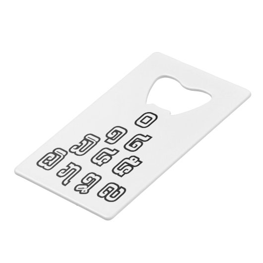 Lao-/Laos-getallen piramide Laotiaans taalscript Creditkaart Flessenopener (Voorkant Gekanteld)