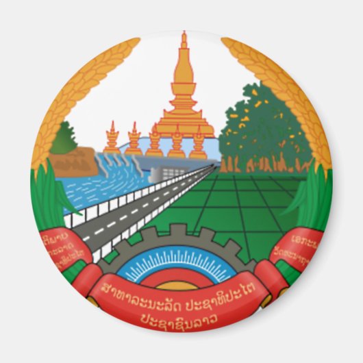 LAO NATIONAL EMBLEM - LAO BADGE MAGNEET (Voorkant)