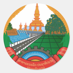 LAO NATIONAL EMBLEM - LAO BADGE RONDE STICKER