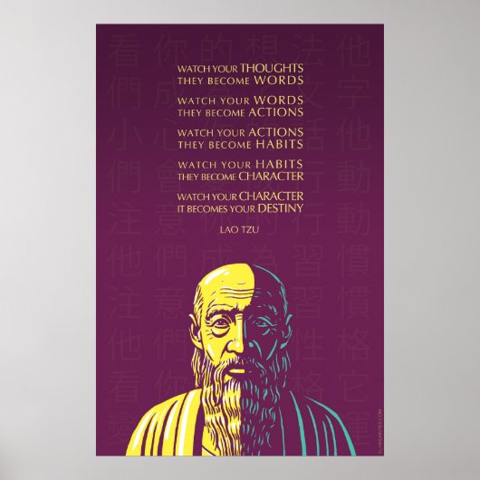 Lao Tzu citeert: Bekijk uw gedachten Poster (Voorkant)