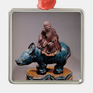 Lao-Tzu op zijn Buffalo, Qing dynasty Metalen Ornament