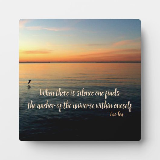 Lao Tzu Silence Quote en Beach Sunrise Fotoplaat (Voorkant)