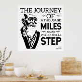Lao Tzu Wisdom | Zwart | Duizend miljoen Poster (Keuken)