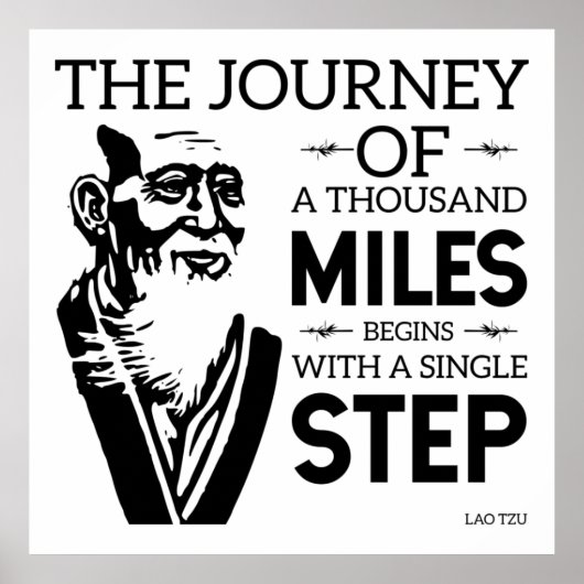 Lao Tzu Wisdom | Zwart | Duizend miljoen Poster (Voorkant)