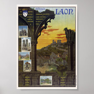 Laon Frankrijk Vintage Reisposter 1912 Poster