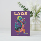 Laos Draak vintage stijl reisposter Briefkaart (Staand voorkant)