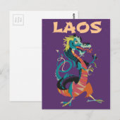 Laos Draak vintage stijl reisposter Briefkaart (Voorkant / Achterkant)